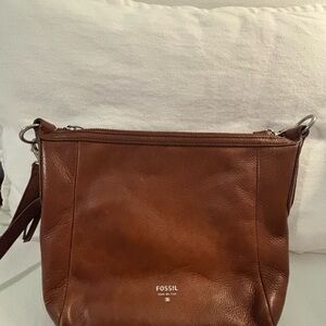 Fossil Tan Leather Crossbody Bag